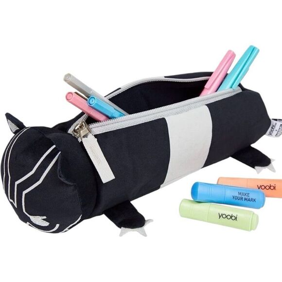 NWT Yoobi x Marvel Kawaii Black Panther Pencil Barrel Organizer Plush Zip Case - Picture 1 of 3